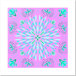 Pink Cyan Starburst Posters and Art